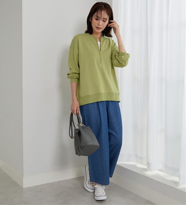 BELLUNA（ベルーナ）の「リブ使いハーフジップ裏毛プルオーバー（カットソー）」｜詳細画像