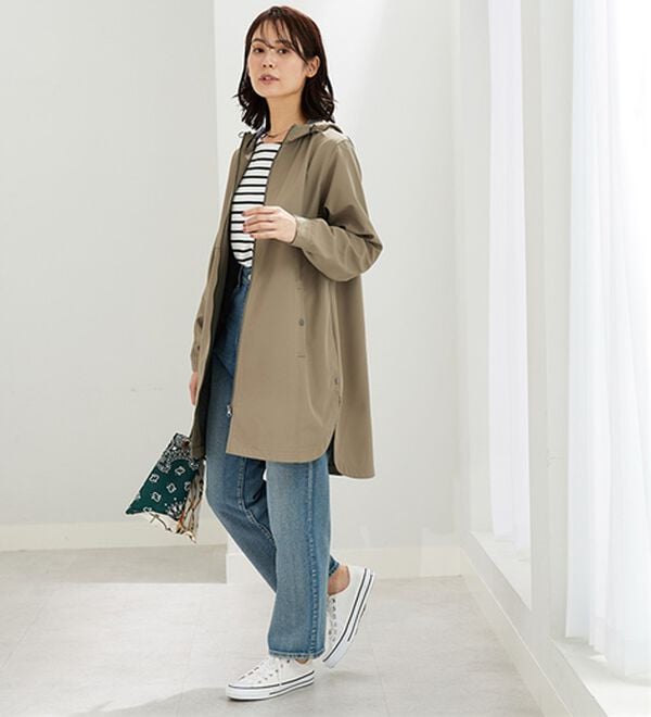 BELLUNA（ベルーナ）の「はっ水加工ボンディング素材ロング丈パーカー（ハーフコート）」｜詳細画像