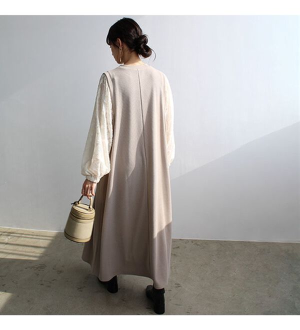 GeeRA（ジーラ）の「袖異素材カットソーワンピース（カットソーワンピース）」｜詳細画像