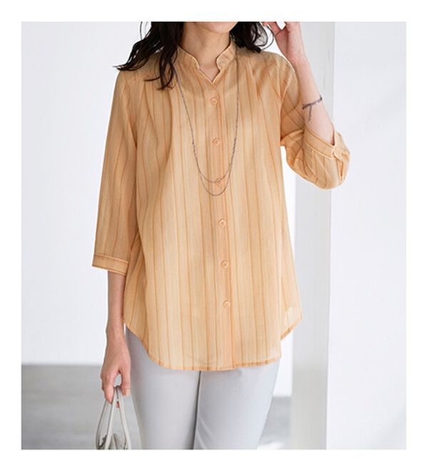 BELLUNA（ベルーナ）の「ストライプ柄スキッパーブラウス（ブラウス）」｜詳細画像