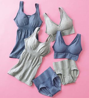 LAVIENNE（ラヴィエンヌ）の「美ラクるフィットシリーズ（ブラジャー）」｜Aセット(杢グレー・杢ネイビー)