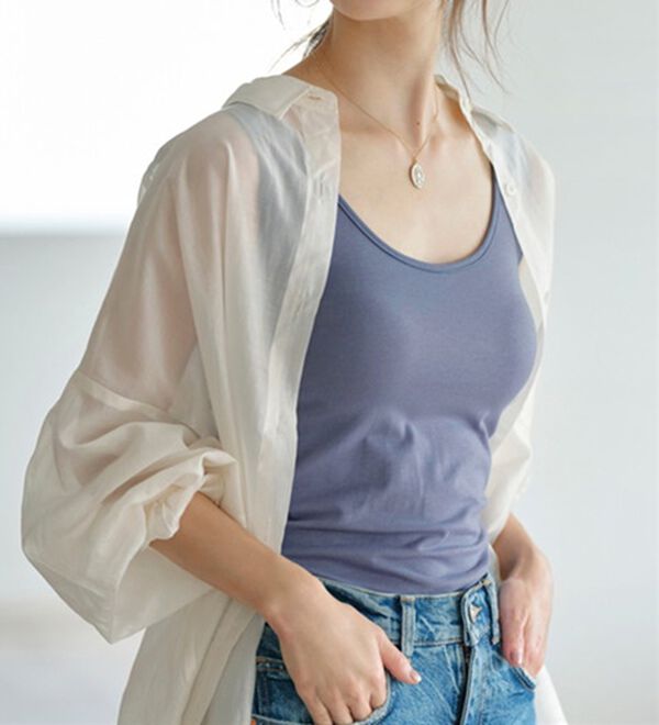 「ベーシック汗取りインナー　カップ付ハーフフレンチ（肌着・インナーウェア）」｜詳細画像