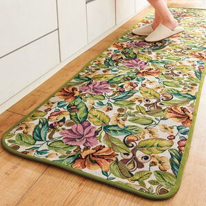 「洗えるゴブラン織キッチンマット（キッチンマット）」｜グリーン