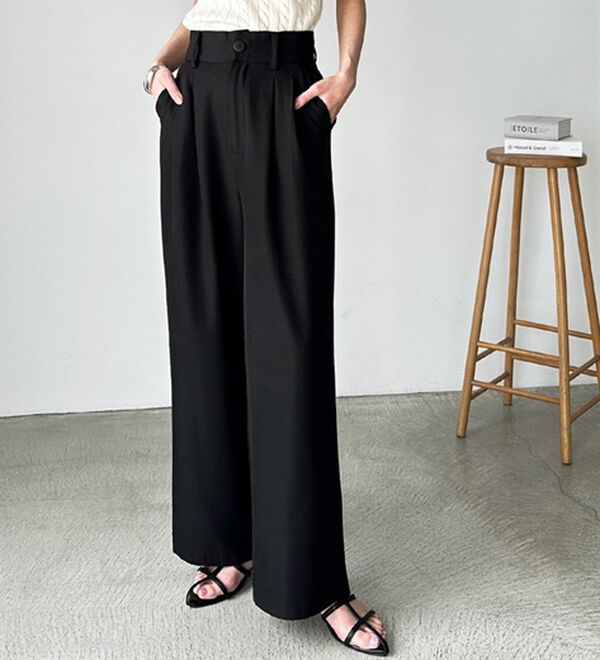 GeeRA（ジーラ）の「着心地抜群！ハイウエストダブルタックワイドパンツ（フルレングスパンツ）」｜詳細画像