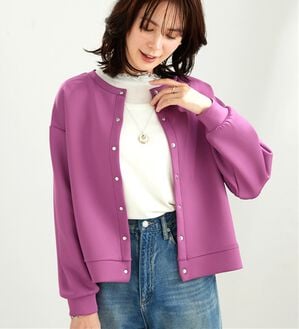 BELLUNA（ベルーナ）の「きれい見えスナップボタンカーディガン（ニットカーディガン）」｜ピンク