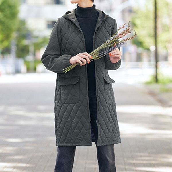 BELLUNA（ベルーナ）の「＜カポック混＞切替フードコート（ロングコート）」｜詳細画像