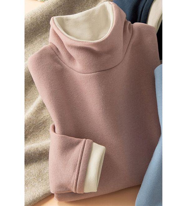 LAVIENNE（ラヴィエンヌ）の「おしゃれな配色あったか裏起毛プルオーバー（カットソー）」｜ピンクベージュ