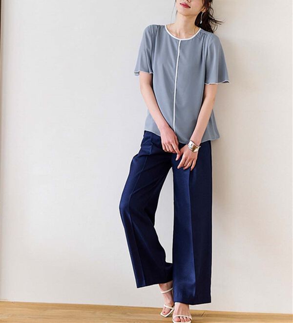 RANAN（ラナン）の「ひんやり！配色ディテールインナー付ブラウス（ブラウス）」｜詳細画像