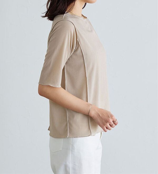 Pierrot（ピエロ）の「５分袖メロートップス（カットソー）」｜詳細画像