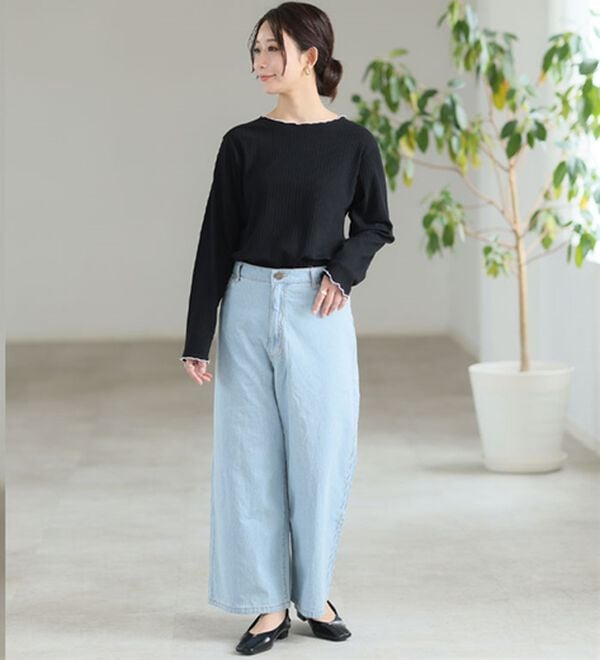 A HAPPY MARILYN（アハッピーマリリン）の「【Ｌ～８Ｌ】綿タッチで極上の着心地、選べるテレコリブトップス。（カットソー）」｜詳細画像