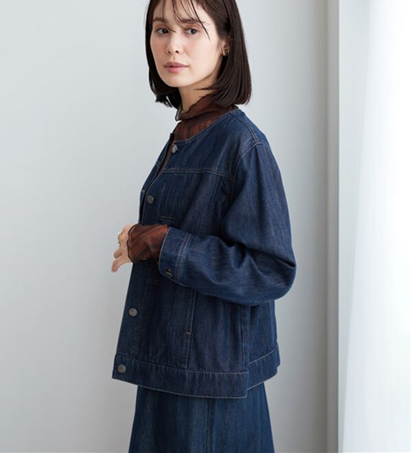 BELLUNA（ベルーナ）の「やわらかデニム素材ノーカラージャケット（その他ジャケット）」｜詳細画像