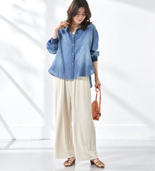 BELLUNA（ベルーナ）の「シャリさら！快適ドロストワイドパンツ（ワイドパンツ・ガウチョ）」｜詳細画像