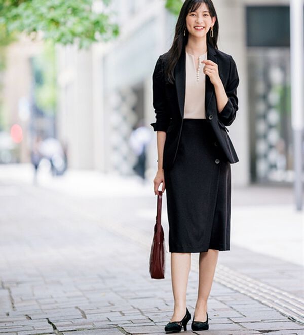 GeeRA（ジーラ）の「【ジャケット+2ボトム】洗えるストレッチ！ジャケット＆ブラウス＆ワイドパンツ＆スカートスーツセット（パンツスーツ）」｜詳細画像