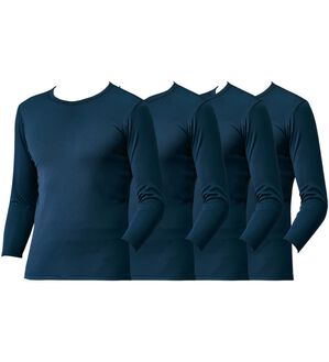 「【４枚組】抗菌防臭・マイクロファイバー裏起毛あったかインナー４枚組（シャツ）　長袖丸首（メンズ肌着・インナーウェア）」｜詳細画像