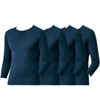 「【４枚組】抗菌防臭・マイクロファイバー裏起毛あったかインナー４枚組（シャツ）　長袖丸首（メンズ肌着・インナーウェア）」