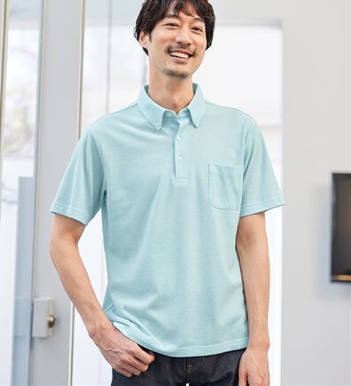 REMEN'S（リメンズ）の「【接触冷感・吸水速乾付】ボタンダウンポロシャツ（メンズシャツ）」