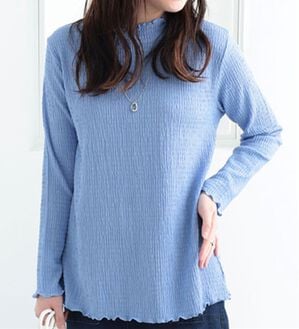 BELLUNA（ベルーナ）の「ジャカード素材ハイネックプルオーバー（カットソー）」｜ブルー