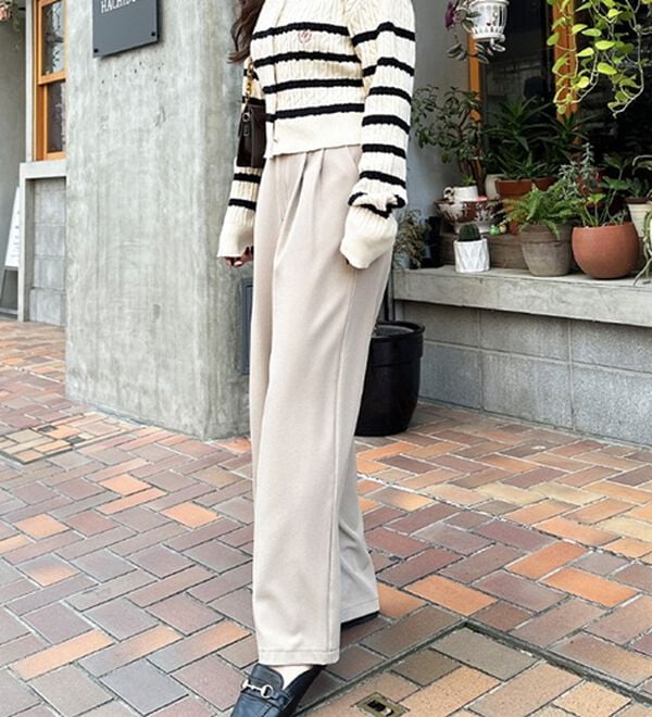 GeeRA（ジーラ）の「着心地抜群！ハイウエストダブルタックワイドパンツ（フルレングスパンツ）」｜詳細画像