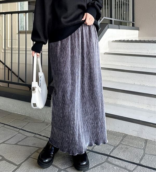 GeeRA（ジーラ）の「すっきり見え！ベロアプリーツロングスカート（ロングスカート）」｜詳細画像