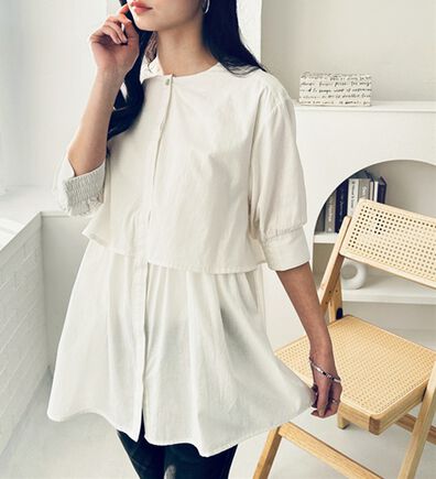 GeeRA（ジーラ）の「【華奢見え】羽織にもなる！ペプラムシャツチュニック（チュニック）」