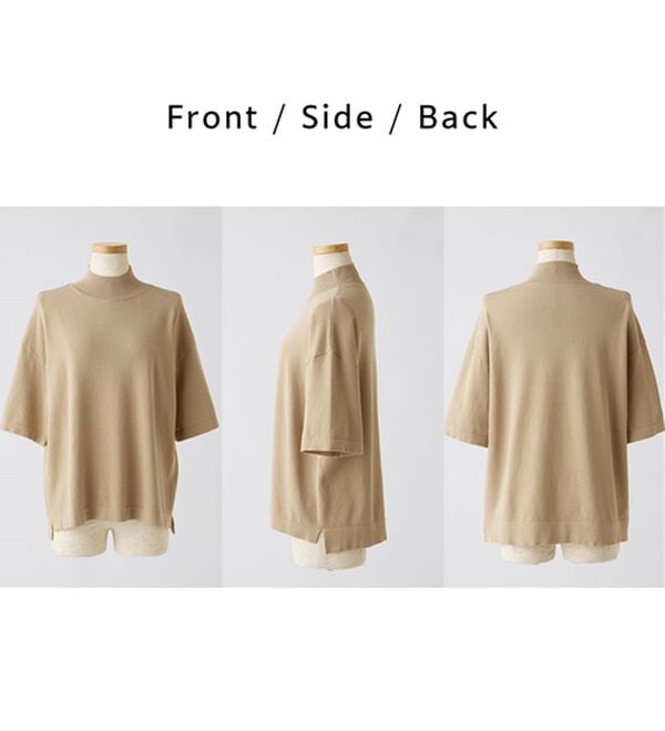 BELLUNA（ベルーナ）の「【選べるデザイン】Ｔシャツが苦手な方に！ひんやり綿混ニットＴ（ニット・セーター）」｜詳細画像