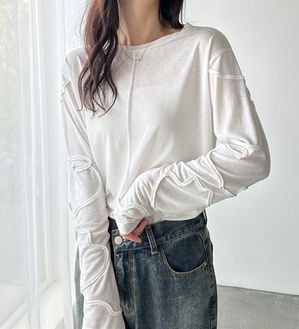 GeeRA（ジーラ）の「コード刺繍スラブシアーカットソー（カットソー）」｜オフホワイト