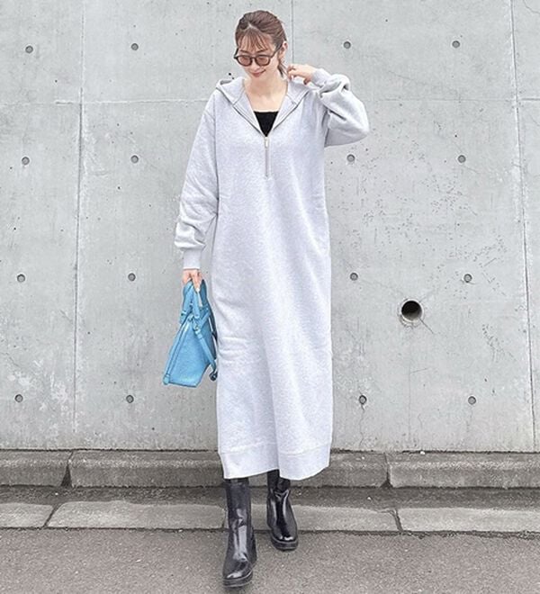 GeeRA（ジーラ）の「【あったか裏起毛】ハーフジップパーカーワンピース（カットソーワンピース）」｜詳細画像