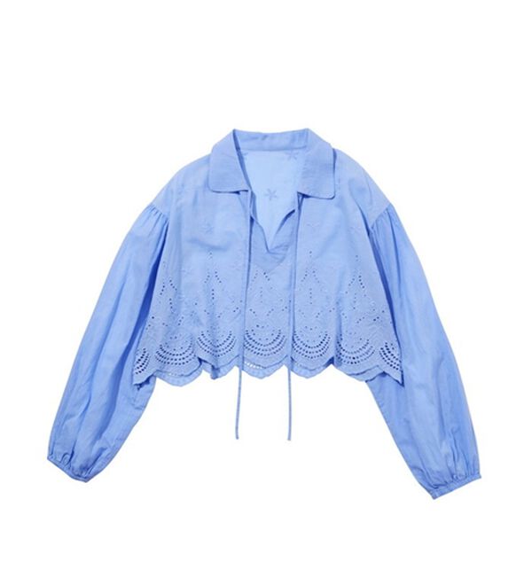 GeeRA（ジーラ）の「刺しゅうデザインショート丈ブラウス（ブラウス）」｜詳細画像