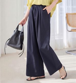 Viola e Viola（ヴィオラ エ ヴィオラ）の「涼しい履き心地！サッカーワイドパンツ（ワイドパンツ・ガウチョ）」｜ネイビー