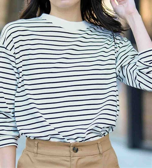 RANAN（ラナン）の「【選べる袖丈】＜BC＞綿100％プチハイネックＴシャツ（カットソー）」｜詳細画像