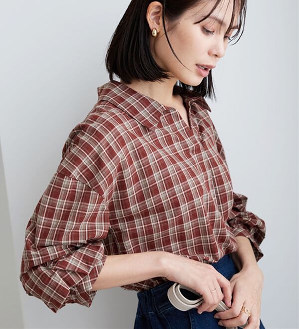 BELLUNA（ベルーナ）の「【新色追加】袖タックデザインスキッパーシャツ（シャツ）」｜詳細画像