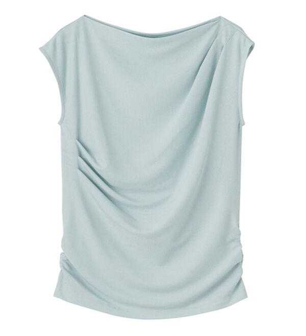 RANAN（ラナン）の「【ひんやり・ＵＶ】タックドレープフレンチスリーブカットソー（Tシャツ）」｜詳細画像