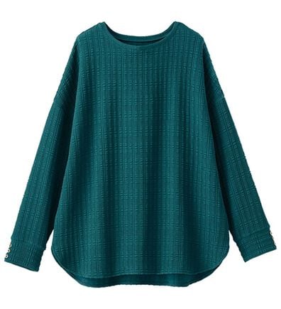 BELLUNA（ベルーナ）の「ジャカード素材袖ボタン使いゆったりプルオーバー（カットソー）」