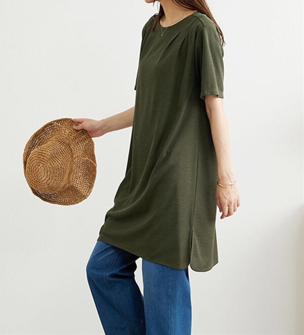 BELLUNA（ベルーナ）の「かのこ素材肩タックデザインワンピース（チュニック）」｜詳細画像