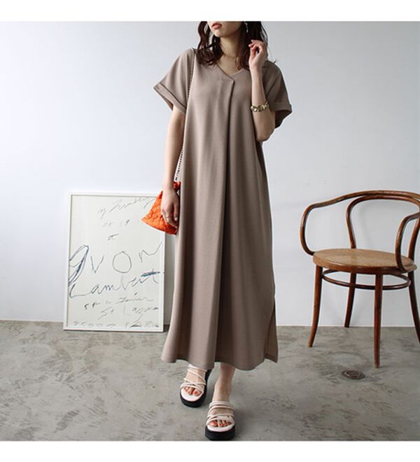 GeeRA（ジーラ）の「ひんやり快適！ジャカードスキッパーワンピ（カットソーワンピース）」｜詳細画像