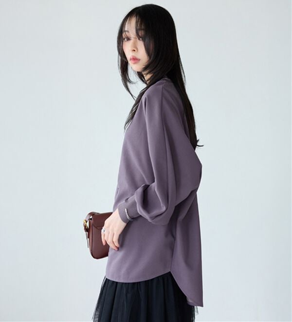 BELLUNA（ベルーナ）の「Ｔシャツ感覚なのにきちんとブラウス見え！カットジョーゼットプルオーバー（ブラウス）」｜詳細画像