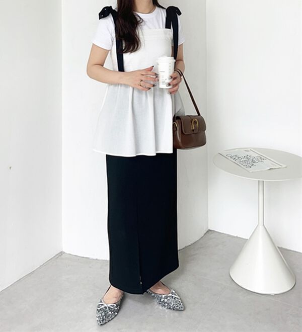 GeeRA（ジーラ）の「バイカラーぽこぽこリボンビスチェ（ブラウス）」｜詳細画像