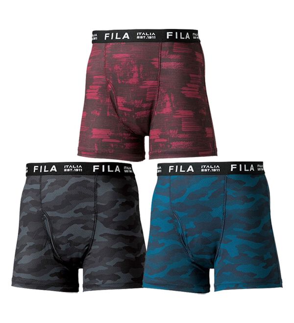 「【３枚組】＜フィラ＞カモフラグラフィックボクサーパンツ（メンズボクサーパンツ）」｜詳細画像