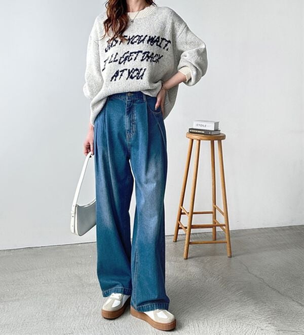 2タックワイドデニムパンツ - ベルーナ【公式】