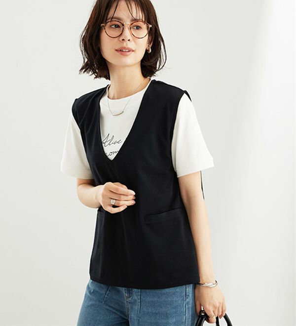 BELLUNA（ベルーナ）の「機能付ジョーゼット素材ベストセットアップ（セットアップ）」｜詳細画像