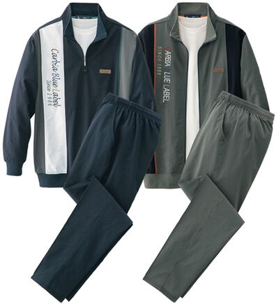 「＜カルビア＞シアーサッカー素材の切替デザインホームスーツ（メンズルームウェア）」