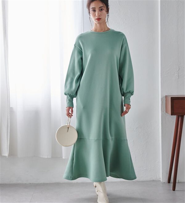 HIGH SPEC＞毛玉になりにくい！ペプラムデザインワンピース  