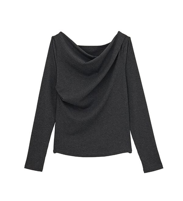 RANAN（ラナン）の「上品ドレープリブロングＴシャツ（カットソー）」｜詳細画像