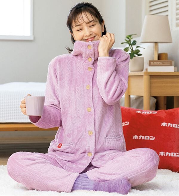 ルフラン（ルフラン）の「【ホカロン】首元までぽかぽかケーブル柄パジャマ（パジャマ・ルームウェア）」｜詳細画像