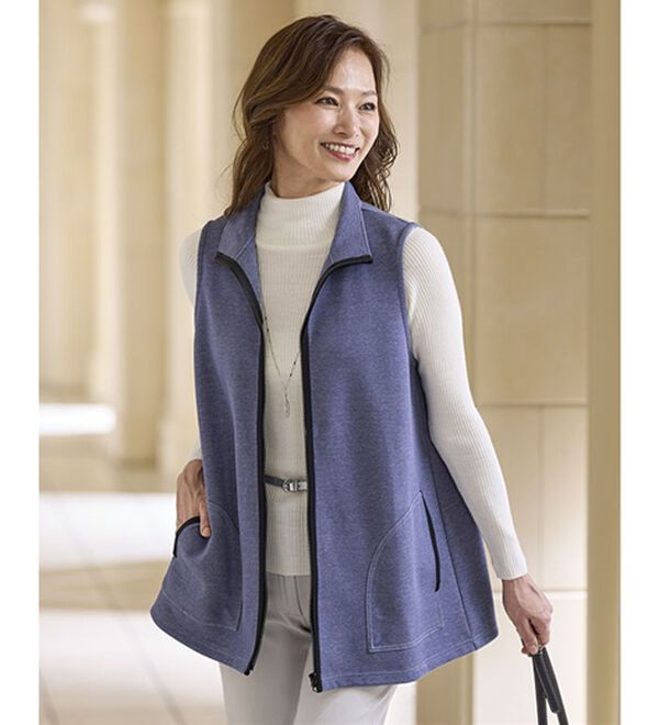 ソフトポンチ素材配色使いコート＆ベストセット - ベルーナ【公式】 