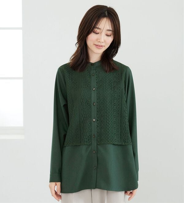 BELLUNA（ベルーナ）の「レース重ねシャツチュニック（チュニック）」｜詳細画像
