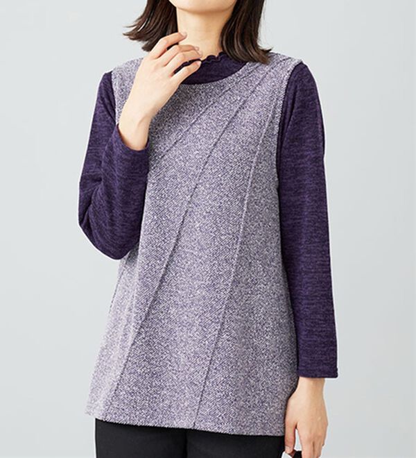 BELLUNA（ベルーナ）の「ブークレ素材タックデザインアンサンブル（アンサンブル）」｜詳細画像