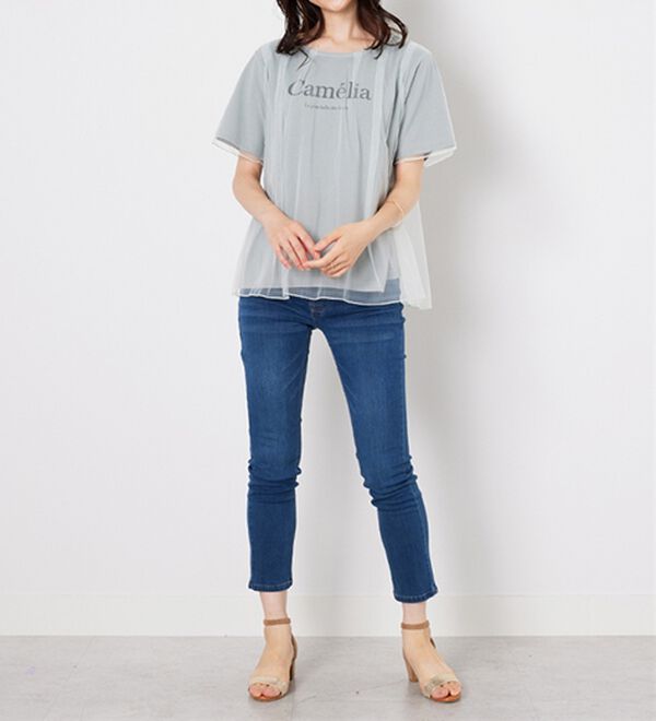 BELLUNA（ベルーナ）の「チュール重ねロゴプリントプルオーバー（カットソー）」｜詳細画像