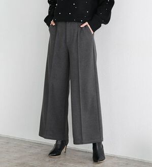 Pierrot（ピエロ）の「カット起毛ピンタックワイドパンツ（ワイドパンツ・ガウチョ）」｜詳細画像