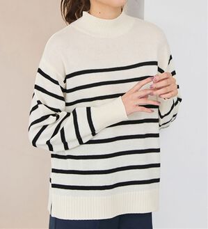 alotta（アロッタ）の「【３つの機能付】ハイネックニットプルオーバー（ニット・セーター）」｜ボーダー